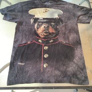 Vtg The Mountain Rottweiler Marine Soldier Tie Dye Print T-Shirt Size M NOS 2011